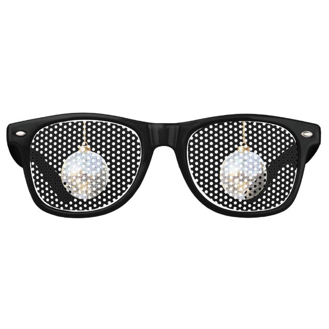 Glitzy Silver Ball New Year's Eve Day Celebration Retro Sunglasses (Front)