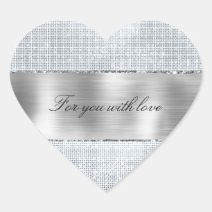 Glitzy Silver Sparkle Wedding Heart Sticker
