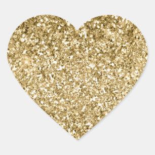 Glitzy Sparkle Gold Glitter Heart Sticker