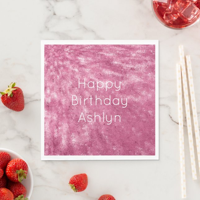 Glitzy Sparkle Pink Birthday Napkin (Insitu)