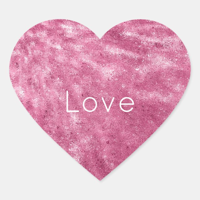Glitzy Sparkle Pink  Heart Sticker (Front)