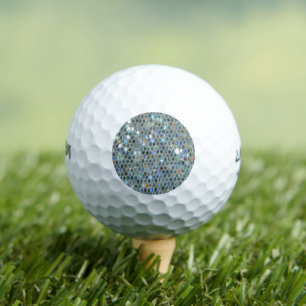 Glitzy Sparkly Silver Glitter Bling Golf Balls