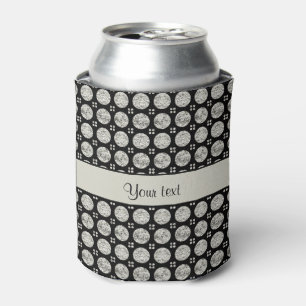 Glitzy Sparkly Silver Glitter Buttons Can Cooler