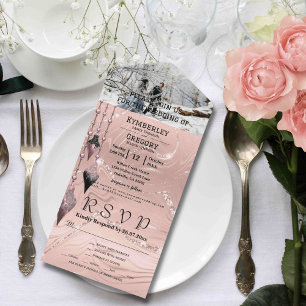 Glitzy Sparkly Silver Pink Christmas Photo All In One Invitation
