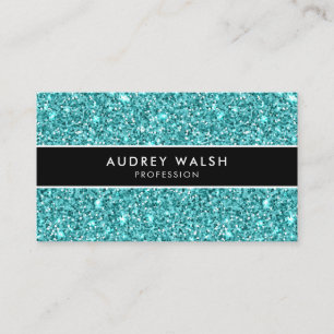 Glitzy Stylish Blue GLITTER Striped Business Card
