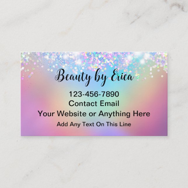 Glitzy Trendy Beauty Fashion Makeup  Business Card (Front)