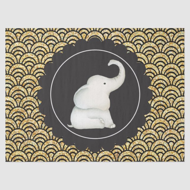 Glitzy white elephant Christmas party tissue Paper (Front)