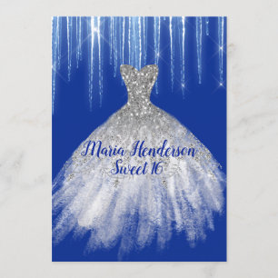 Glitzy Winter Themed Sweet 16 Birthday Invitation