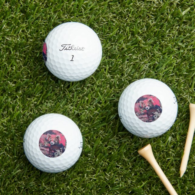 GlitzyAnimal_RedPanda_005 Golf Balls (Insitu Grass)