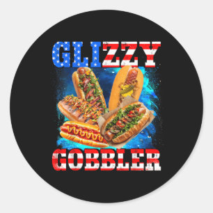 Glizzy Gobbler Funny Hotdog 4th Of July Bbq Patrio Classic Round Sticker