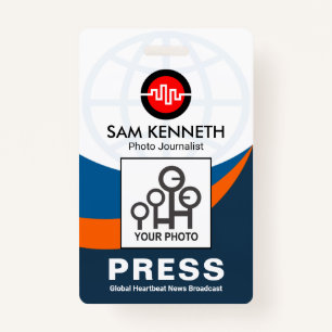 Global Blue Curvature Waves Press Photo Template ID Badge