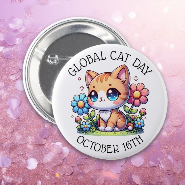 Global Cat Day October 16th 6 Cm Round Badge (Creator Uploaded)