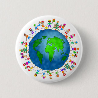 Global Christmas Kids 6 Cm Round Badge