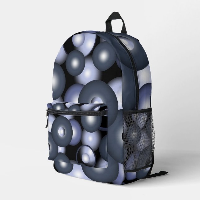 Global Concentric Circle Orbital Abstract Art Printed Backpack (Back Corner Right)