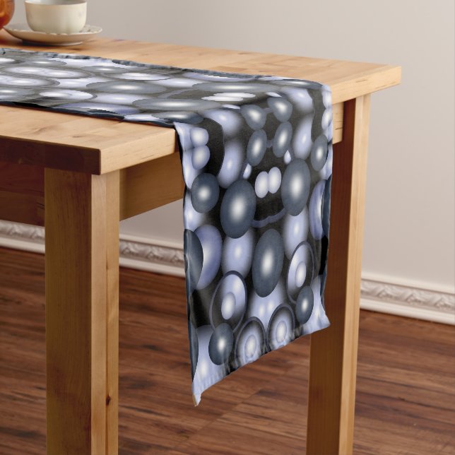 Global Concentric Circle Orbital Abstract Art  Short Table Runner (In Situ)