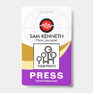 Global Curvature Waves Press Photo Template ID Badge