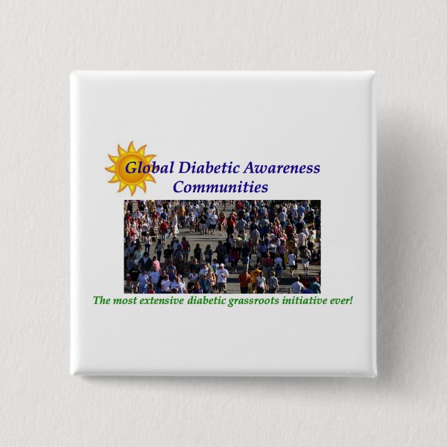 GLOBAL DIABETIC AWARENESS 15 CM SQUARE BADGE (Front)
