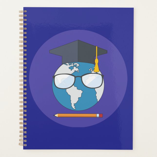Global Education Graduation Cap Earth Smart Planet Planner (Front)