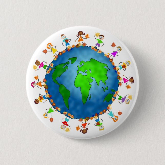 Global Fall Kids 6 Cm Round Badge (Front)
