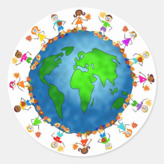 Global Fall Kids Classic Round Sticker