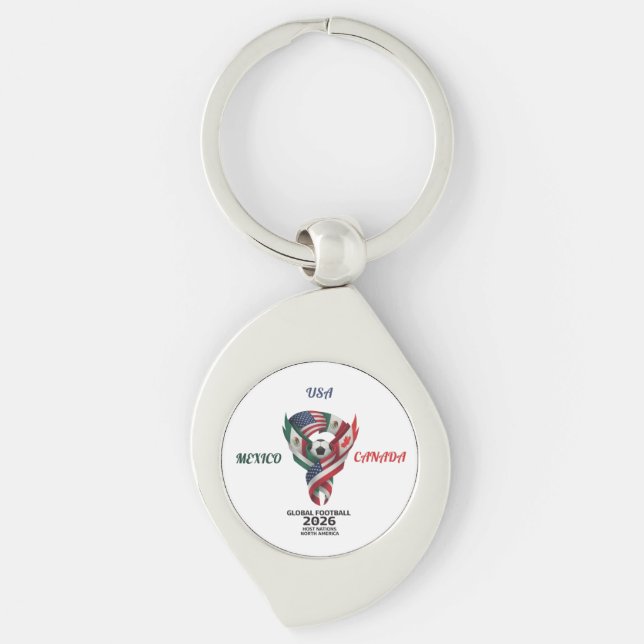 Global Football 2026 Keychain| Mexico USA Canada  Key Ring (Front)