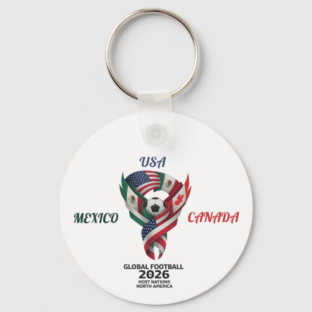 Global Football 2026 Keychain| Mexico USA Canada  Key Ring (Front)