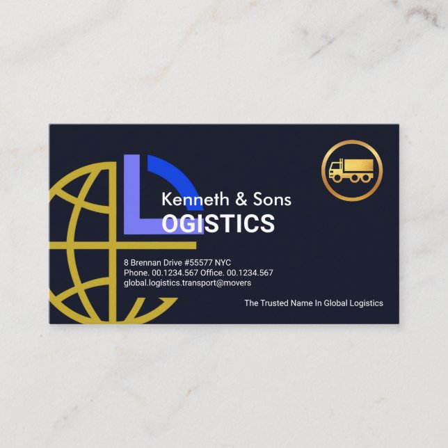 Global Logistic Border Transport Business Card (Front)