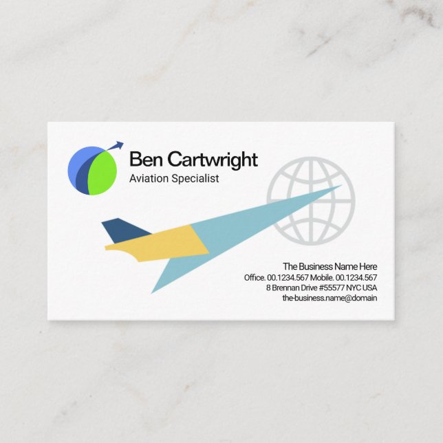 Global Logistics Super Jet Aeroplane Aviation Pilo Business Card (Front)