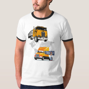 Global Logistics Trucker Yellow Semi Truck Vector T-Shirt