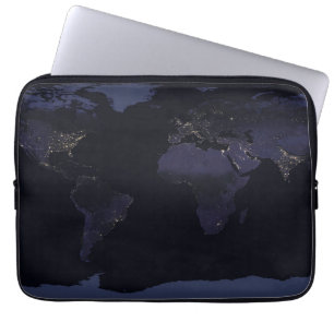 Global Map Earth's City Lights At Night. Laptop Sleeve
