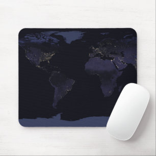 Global Map Earth's City Lights At Night. Mouse Mat
