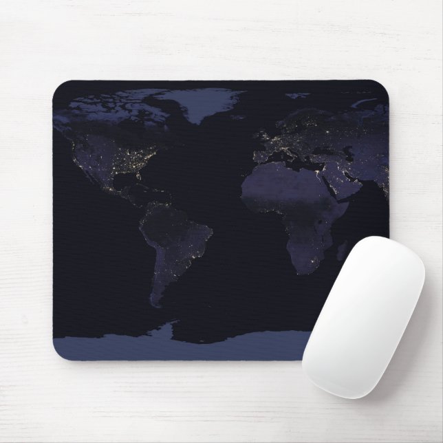 Global Map Earth's City Lights At Night. Mouse Mat (With Mouse)