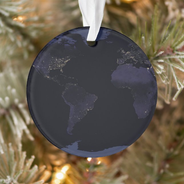 Global Map Earth's City Lights At Night. Ornament (Tree)