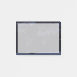 Global Map Earth's City Lights At Night. Post-it Notes