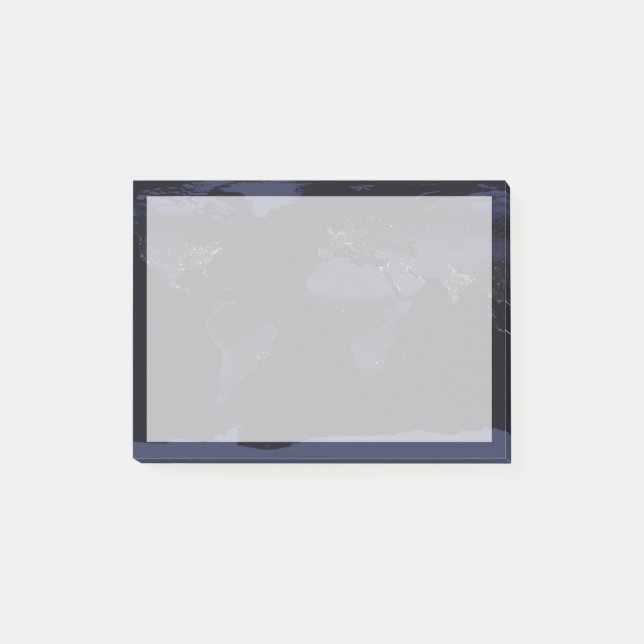 Global Map Earth's City Lights At Night. Post-it Notes (Front)