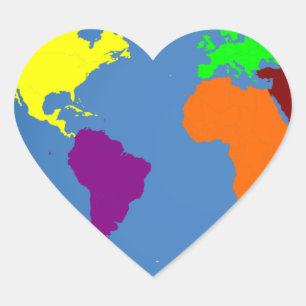 Global Map Heart Sticker