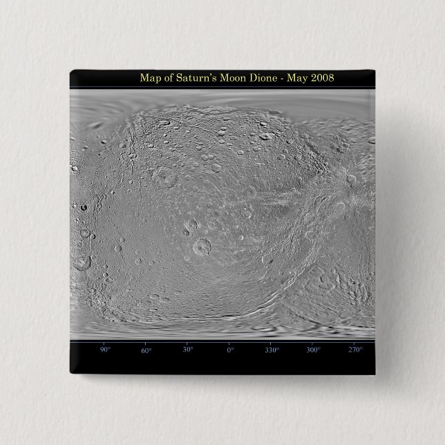 Global map of Saturn's moon Dione 15 Cm Square Badge (Front)
