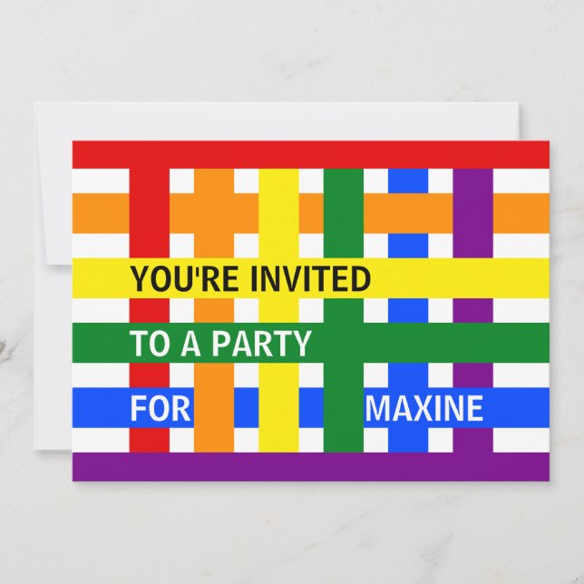 Global Peace Hug Abstract Colourful Stripe Party Invitation (Front)