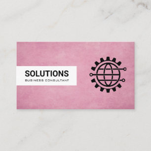 Global Tech Logo   Pink Texture Background Business Card