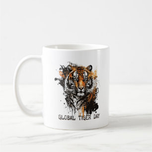 Global Tiger Day, grunge tiger Coffee Mug