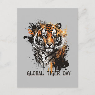 Global Tiger Day, grunge tiger Postcard