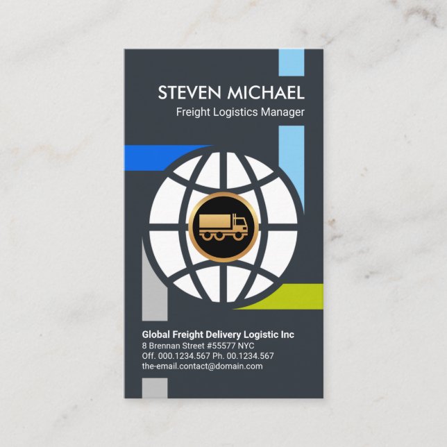 Global Transport Logistic Routes Freight Delivery Business Card (Front)