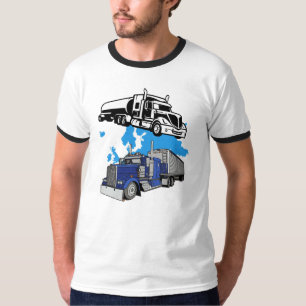 Global Transport Tanker and Cargo Blue Semi Truck T-Shirt