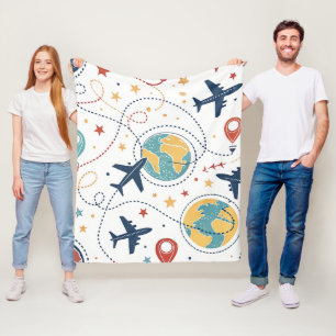 Global Travel Aviation Pattern (1) Fleece Blanket