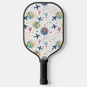 Global Travel Aviation Pattern (1) Pickleball Paddle