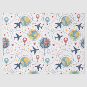 Global Travel Aviation Pattern (1) Tissue Paper