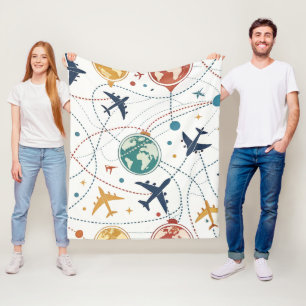 Global Travel Aviation Pattern (2) Fleece Blanket
