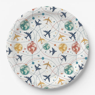 Global Travel Aviation Pattern (2) Paper Plate