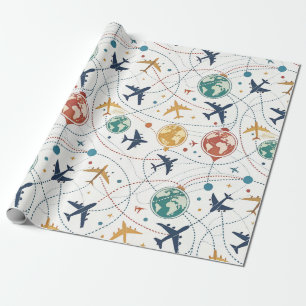 Global Travel Aviation Pattern (2) Wrapping Paper