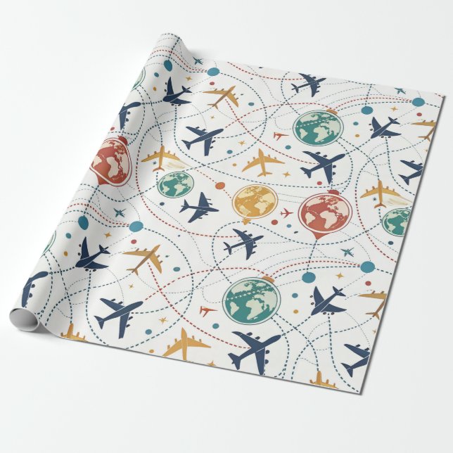 Global Travel Aviation Pattern (2) Wrapping Paper (Unrolled)